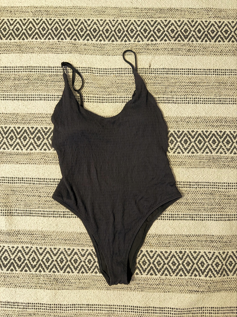 aerie Black Women’s Ribbed High Waisted One-Piece Swimsuit